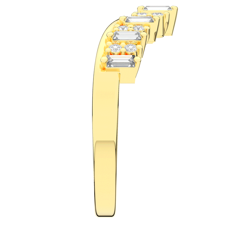 0.45CT.TW ROUND AND BAGUETTE LAB DIAMOND CURVED WEDDING BAND - Nazarelle