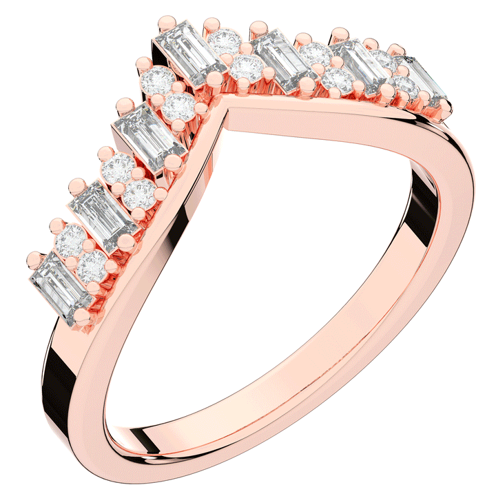 0.45CT.TW ROUND AND BAGUETTE LAB DIAMOND CURVED WEDDING BAND - Nazarelle