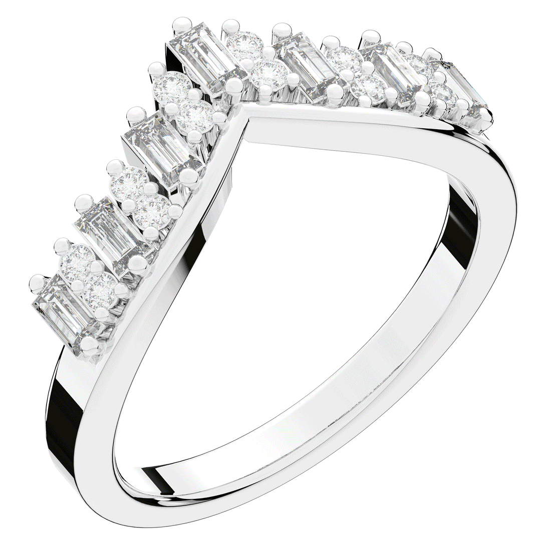 0.45CT.TW ROUND AND BAGUETTE LAB DIAMOND CURVED WEDDING BAND - Nazarelle