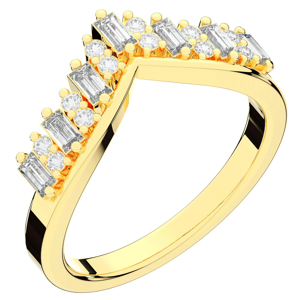 0.45CT.TW ROUND AND BAGUETTE LAB DIAMOND CURVED WEDDING BAND - Nazarelle