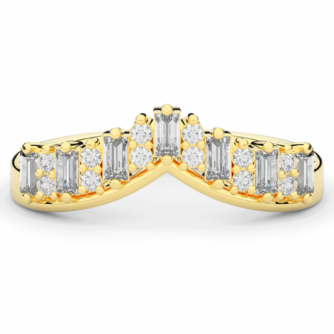 0.45CT.TW ROUND AND BAGUETTE LAB DIAMOND CURVED WEDDING BAND - Nazarelle