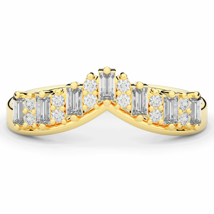 0.45CT.TW ROUND AND BAGUETTE LAB DIAMOND CURVED WEDDING BAND - Nazarelle