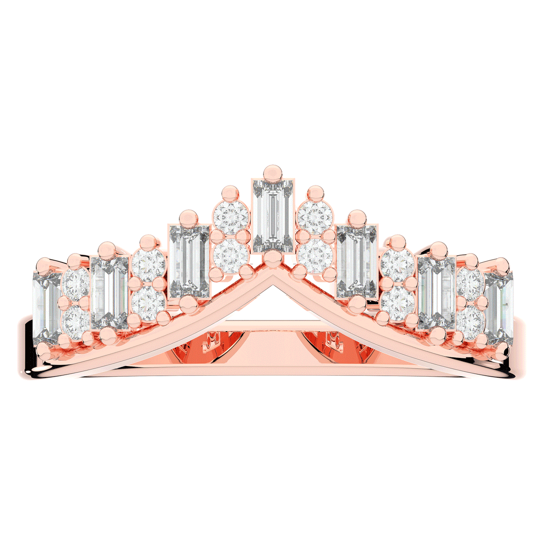 0.45CT.TW ROUND AND BAGUETTE LAB DIAMOND CURVED WEDDING BAND - Nazarelle