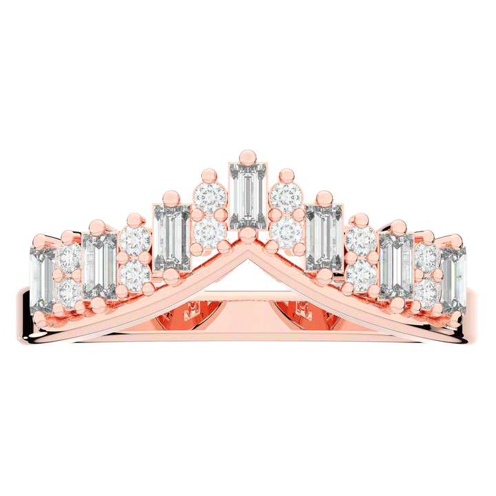 0.45CT.TW ROUND AND BAGUETTE LAB DIAMOND CURVED WEDDING BAND - Nazarelle