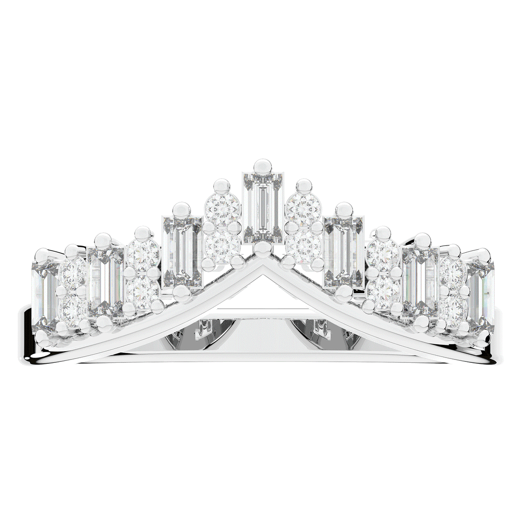 0.45CT.TW ROUND AND BAGUETTE LAB DIAMOND CURVED WEDDING BAND - Nazarelle