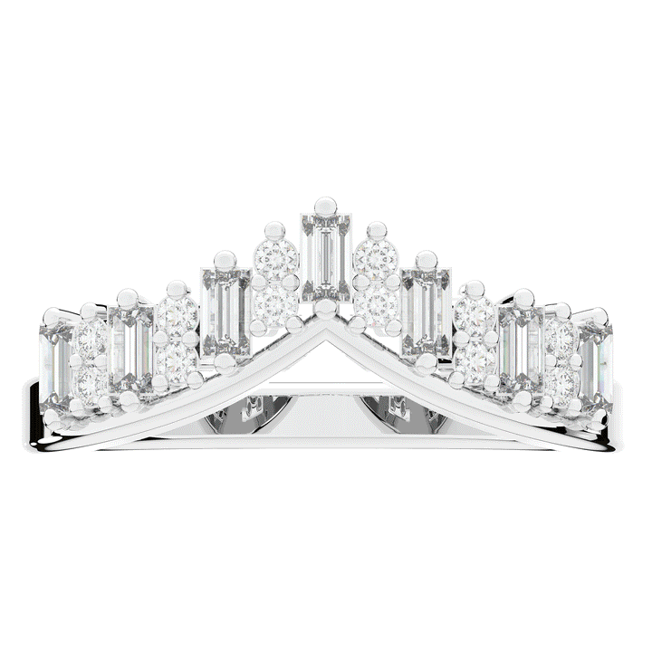 0.45CT.TW ROUND AND BAGUETTE LAB DIAMOND CURVED WEDDING BAND - Nazarelle