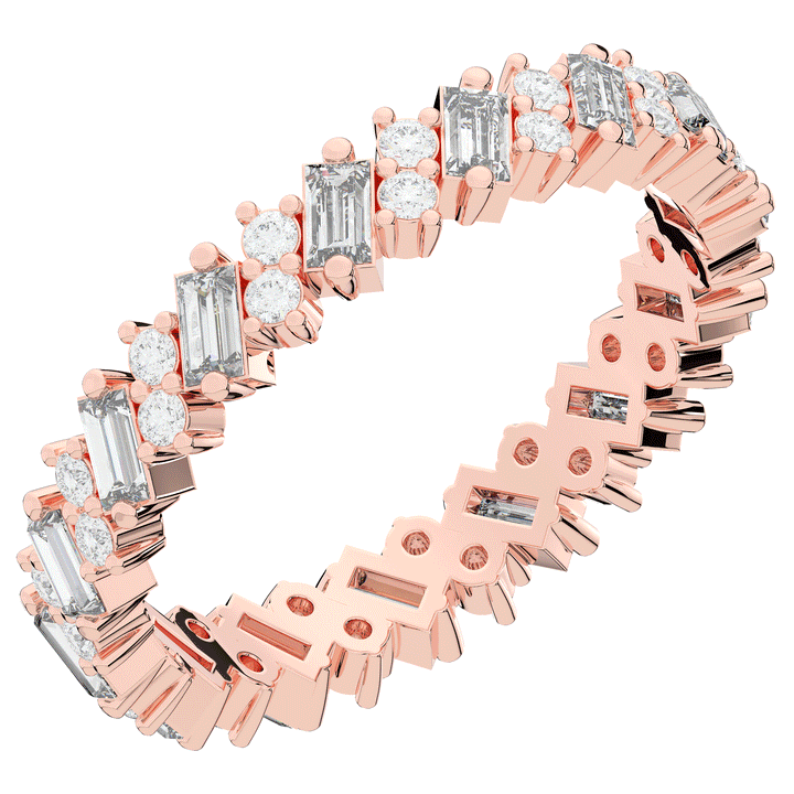 0.90CT.TW BAGUETTE AND ROUND LAB DIAMOND ETERNITY WEDDING BAND - Nazarelle