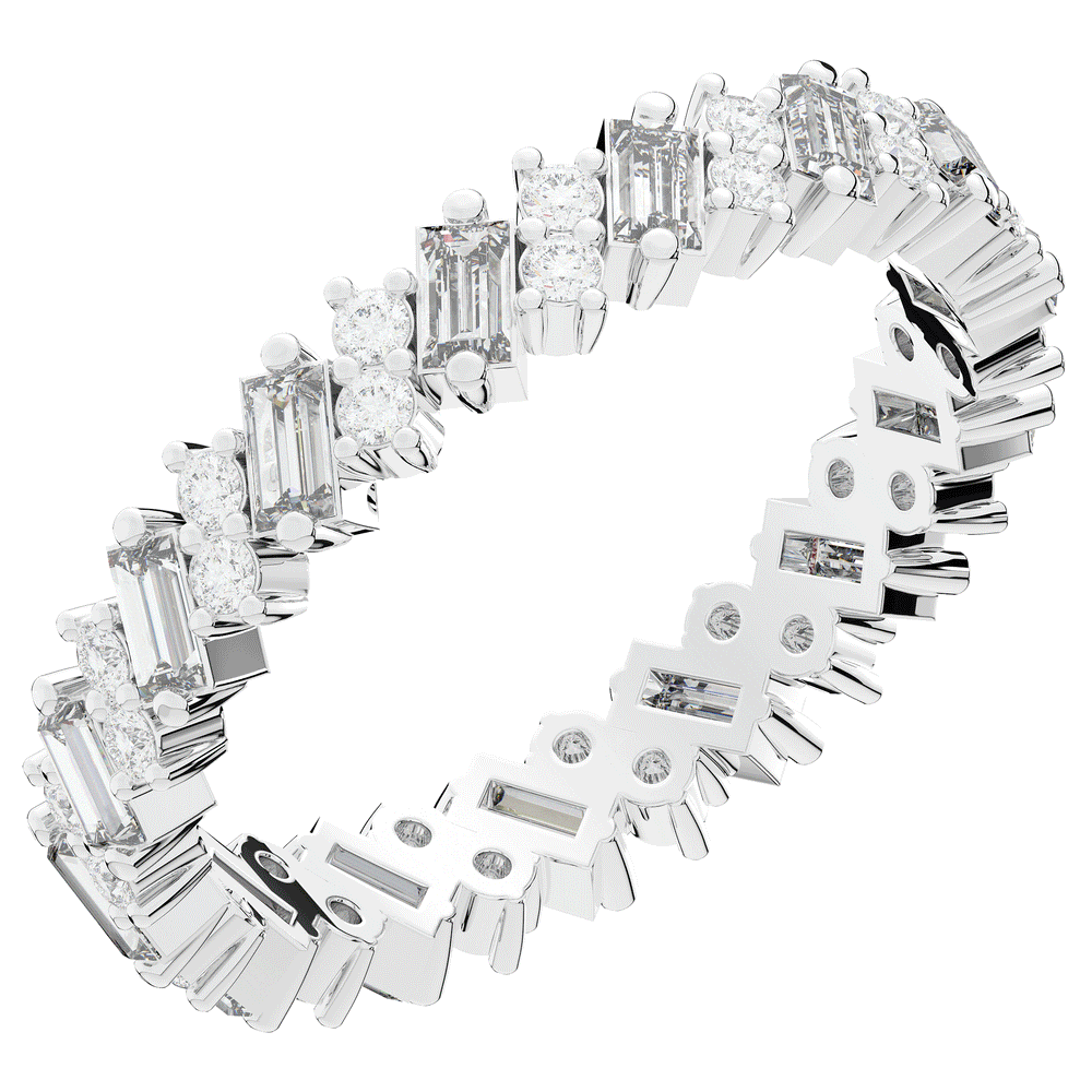 0.90CT.TW BAGUETTE AND ROUND LAB DIAMOND ETERNITY WEDDING BAND - Nazarelle