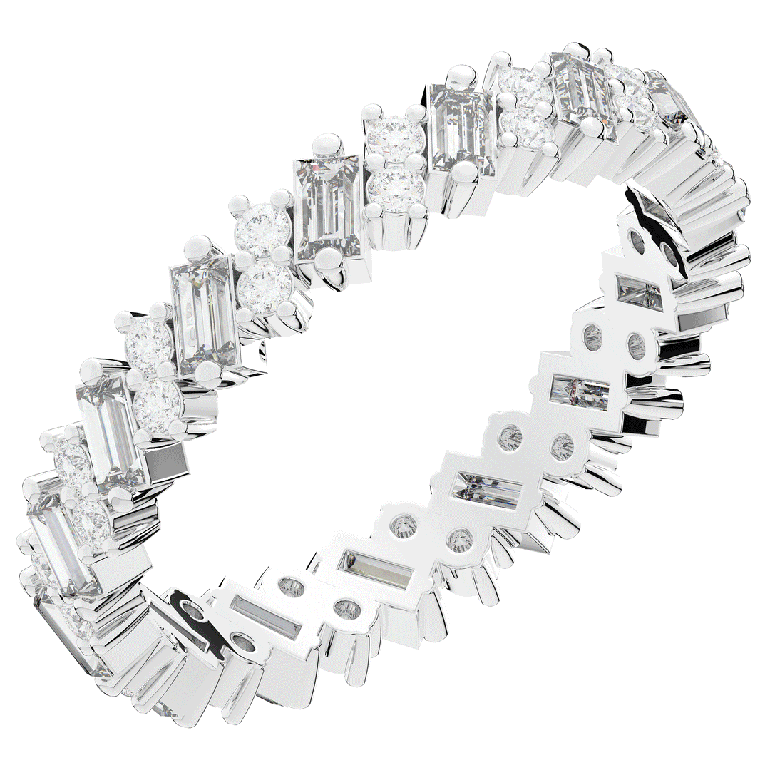 0.90CT.TW BAGUETTE AND ROUND LAB DIAMOND ETERNITY WEDDING BAND - Nazarelle