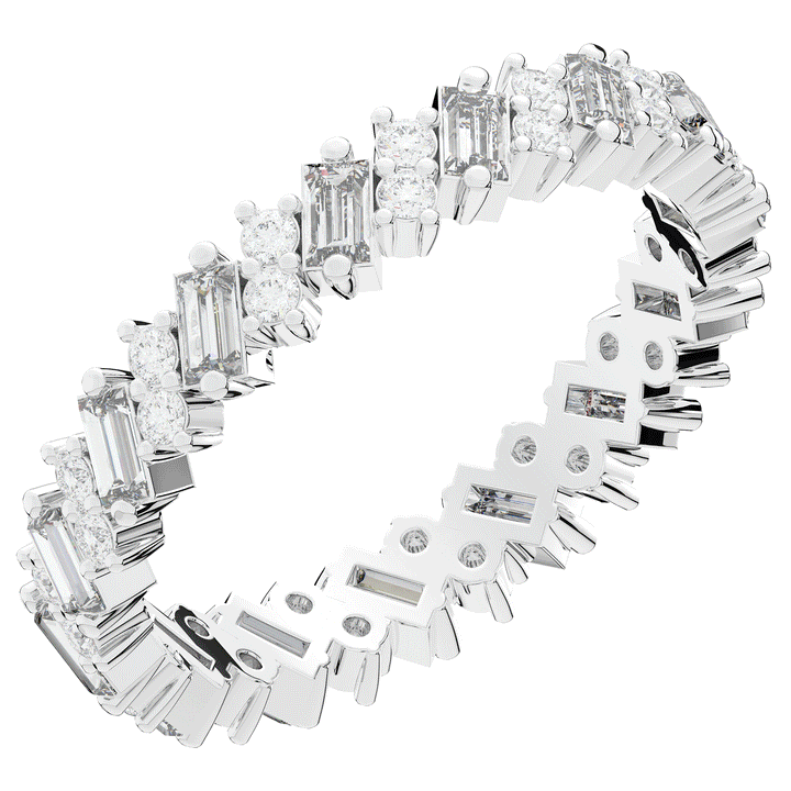 0.90CT.TW BAGUETTE AND ROUND LAB DIAMOND ETERNITY WEDDING BAND - Nazarelle