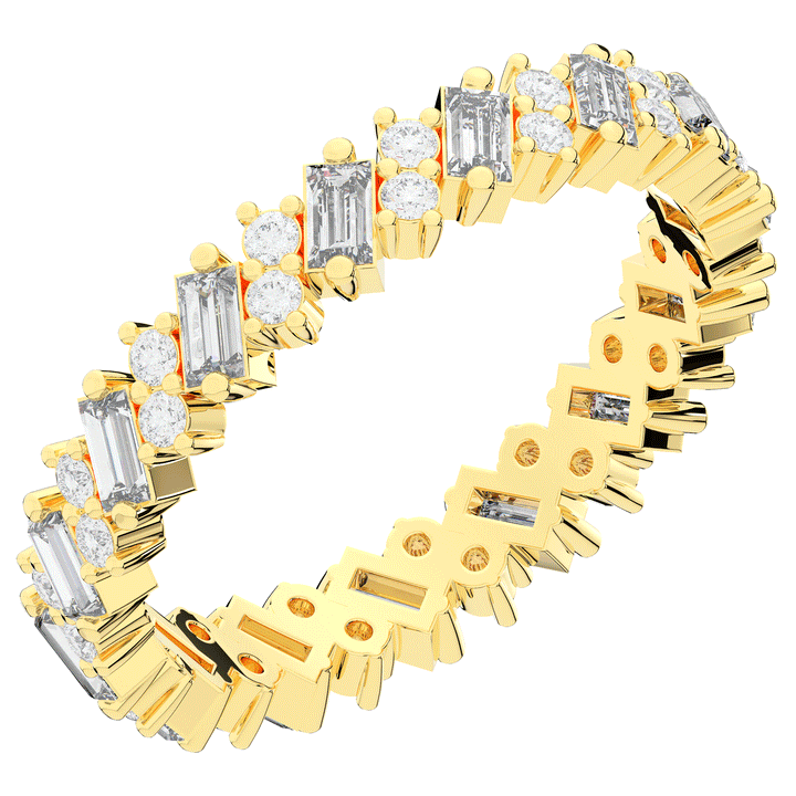 0.90CT.TW BAGUETTE AND ROUND LAB DIAMOND ETERNITY WEDDING BAND - Nazarelle