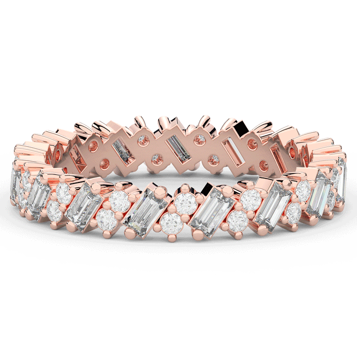 0.90CT.TW BAGUETTE AND ROUND LAB DIAMOND ETERNITY WEDDING BAND - Nazarelle