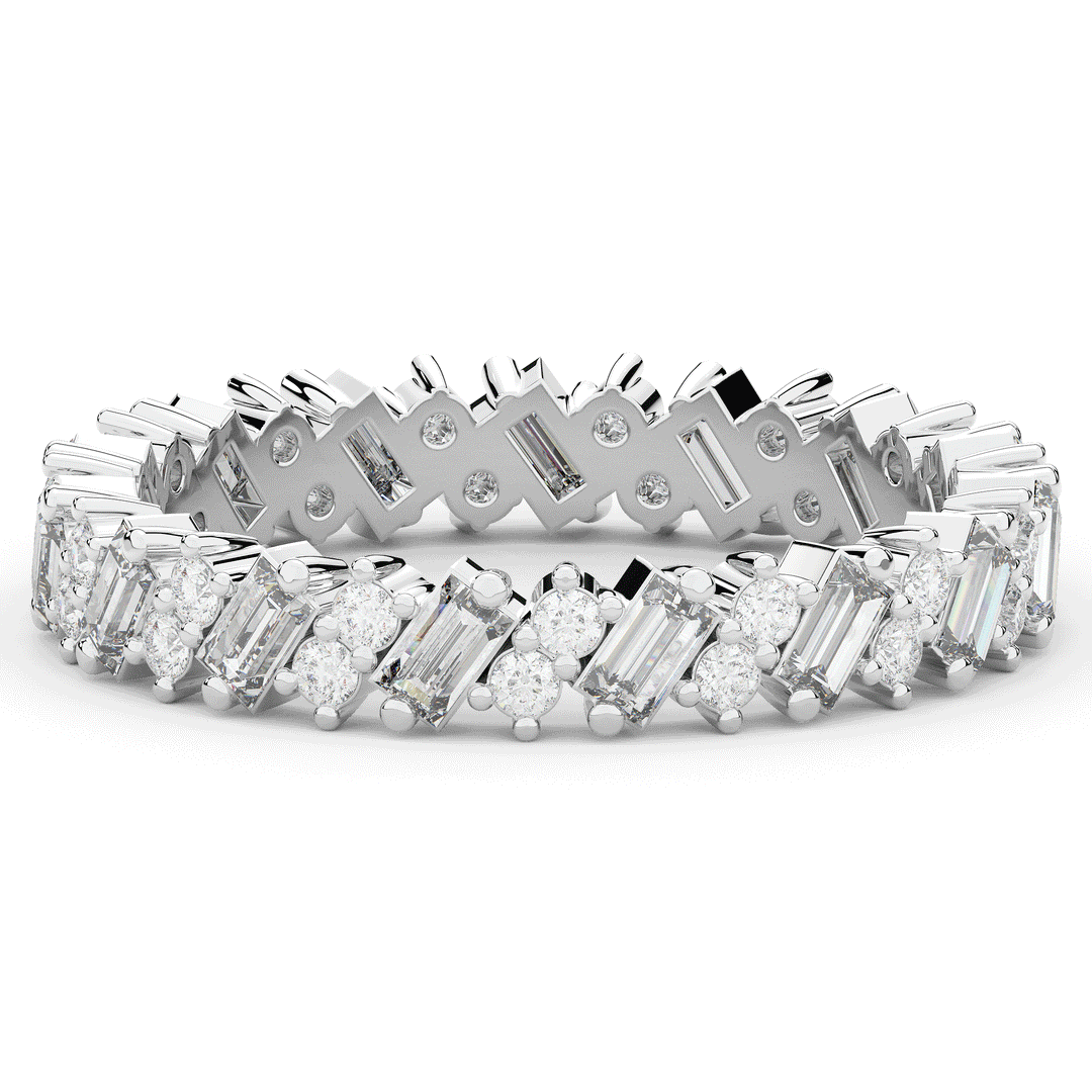 0.90CT.TW BAGUETTE AND ROUND LAB DIAMOND ETERNITY WEDDING BAND - Nazarelle