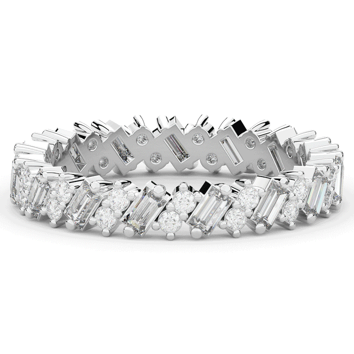 0.90CT.TW BAGUETTE AND ROUND LAB DIAMOND ETERNITY WEDDING BAND - Nazarelle