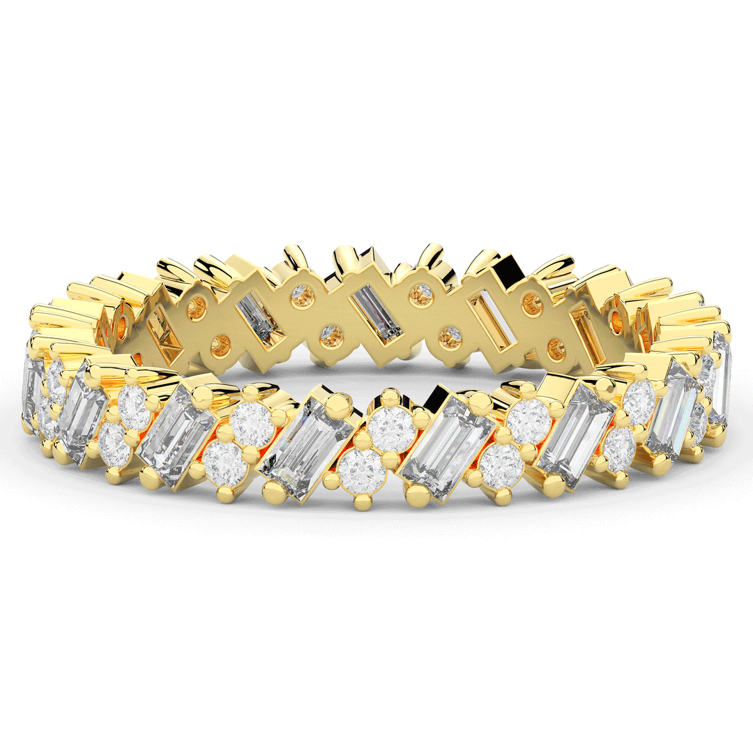 0.90CT.TW BAGUETTE AND ROUND LAB DIAMOND ETERNITY WEDDING BAND - Nazarelle