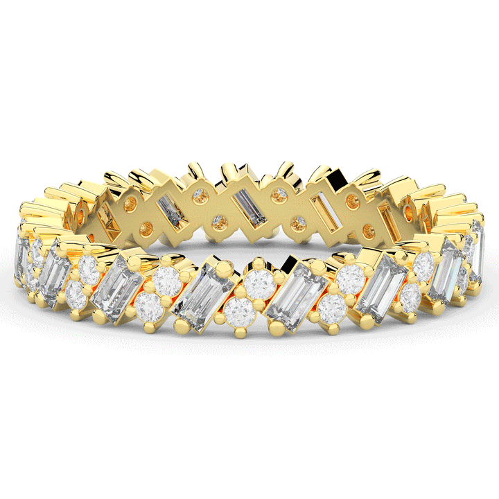 0.90CT.TW BAGUETTE AND ROUND LAB DIAMOND ETERNITY WEDDING BAND - Nazarelle
