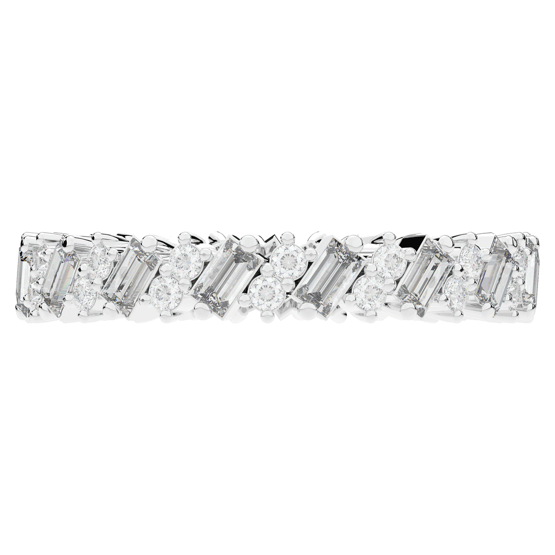0.90CT.TW BAGUETTE AND ROUND LAB DIAMOND ETERNITY WEDDING BAND - Nazarelle
