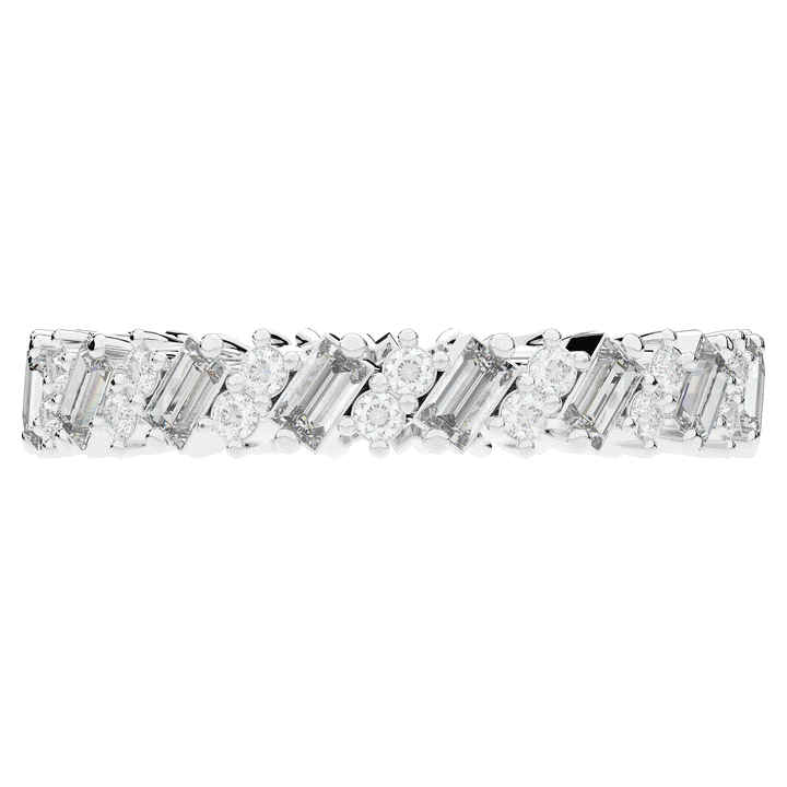0.90CT.TW BAGUETTE AND ROUND LAB DIAMOND ETERNITY WEDDING BAND - Nazarelle