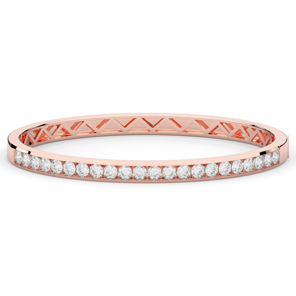 2.75CT.TW ROUND LAB CHANNEL SET DIAMOND BANGLE - Nazarelle