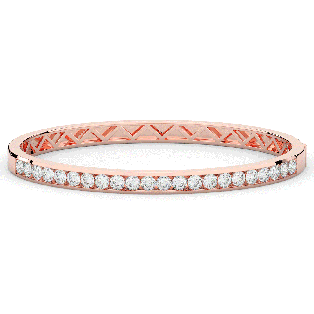 2.75CT.TW ROUND LAB CHANNEL SET DIAMOND BANGLE - Nazarelle