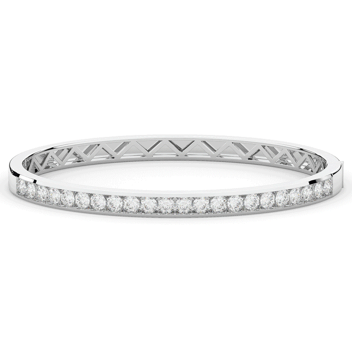 2.75CT.TW ROUND LAB CHANNEL SET DIAMOND BANGLE - Nazarelle