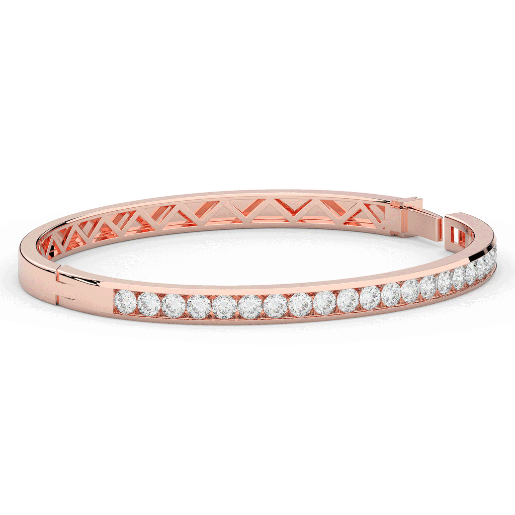 2.75CT.TW ROUND LAB CHANNEL SET DIAMOND BANGLE - Nazarelle