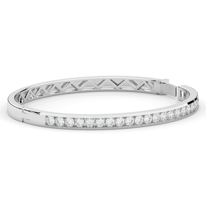 2.75CT.TW ROUND LAB CHANNEL SET DIAMOND BANGLE - Nazarelle