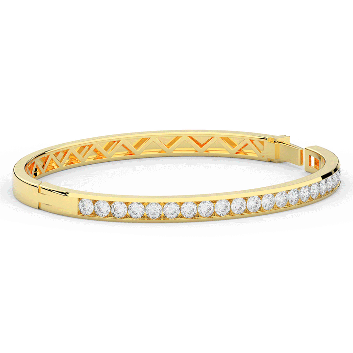 2.75CT.TW ROUND LAB CHANNEL SET DIAMOND BANGLE - Nazarelle