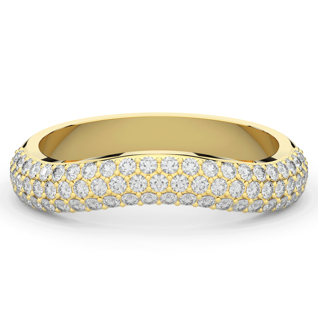 0.50CT.TW ROUND LAB DIAMOND 3 ROW CONTOUR WEDDING BAND - Nazarelle