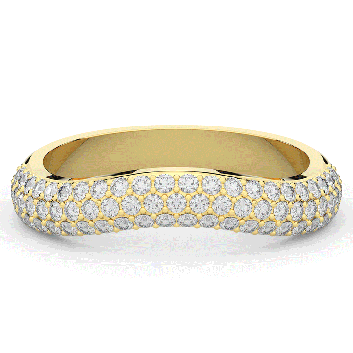 0.50CT.TW ROUND LAB DIAMOND 3 ROW CONTOUR WEDDING BAND - Nazarelle