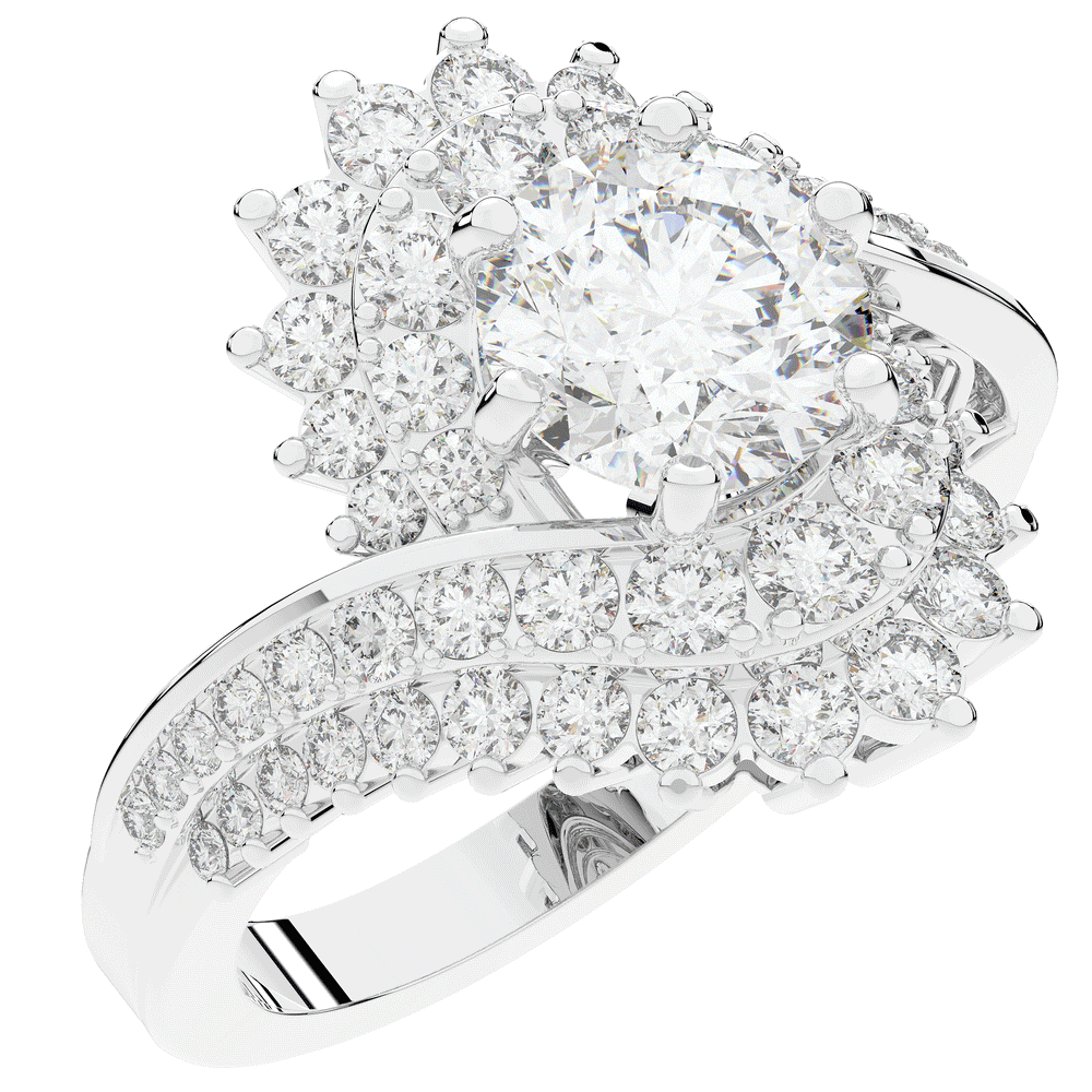 3.35CT.TW ROUND LAB DIAMOND BYPASS HALO ENGAGEMENT RING - Nazarelle