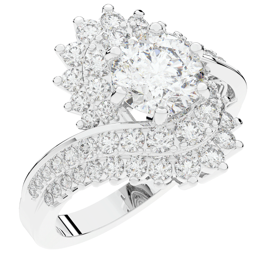 3.35CT.TW ROUND LAB DIAMOND BYPASS HALO ENGAGEMENT RING - Nazarelle