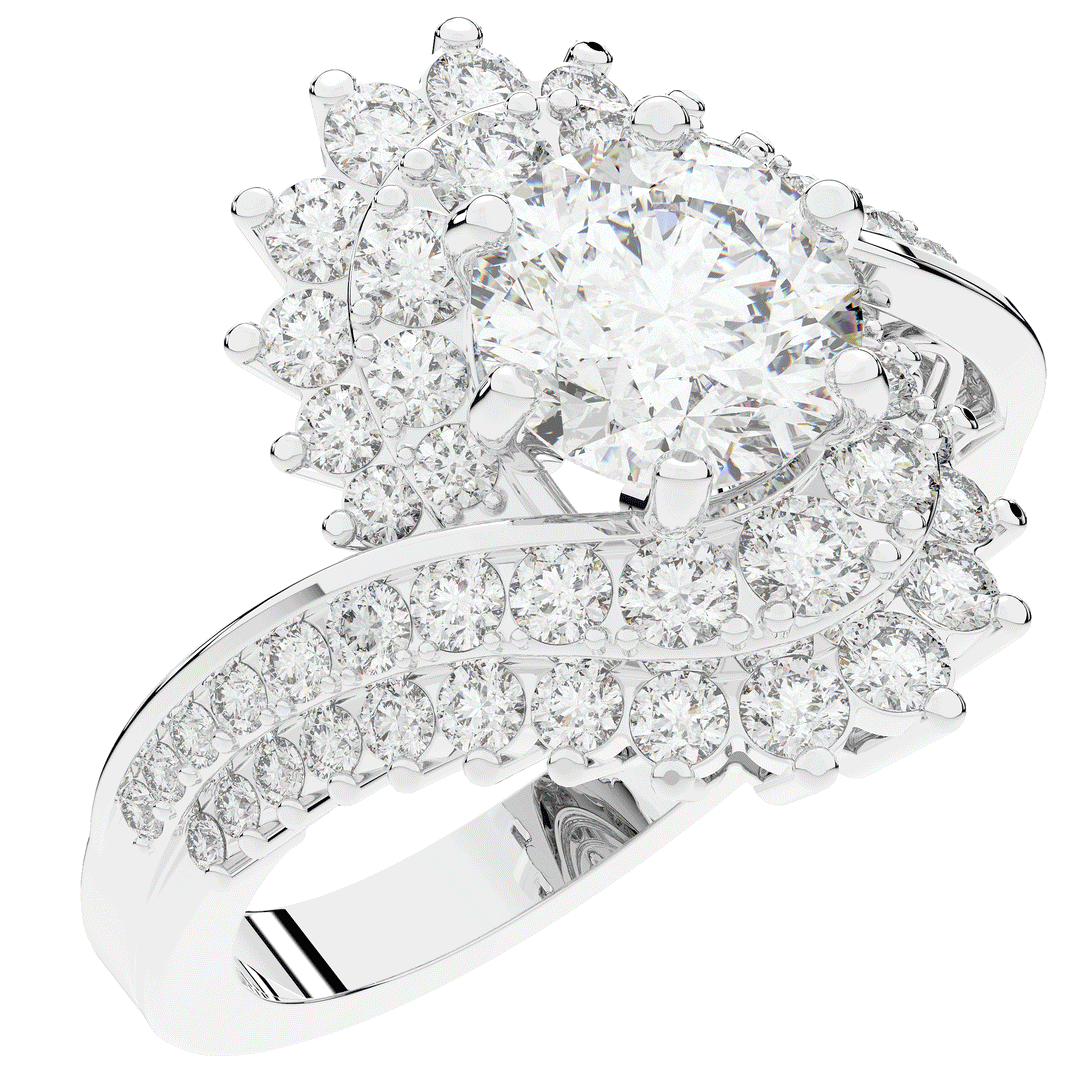 3.35CT.TW ROUND LAB DIAMOND BYPASS HALO ENGAGEMENT RING - Nazarelle