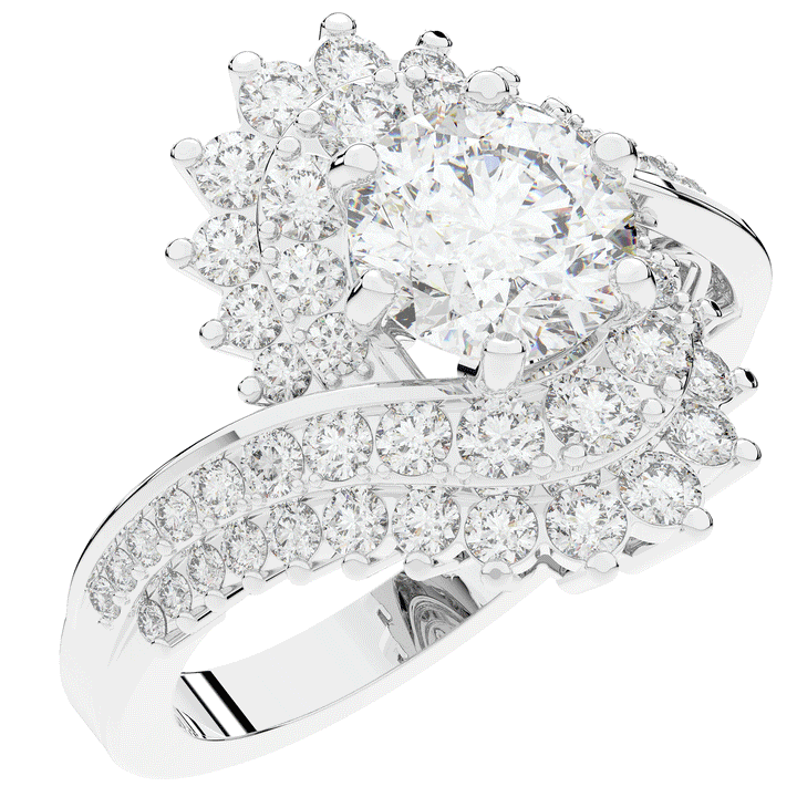 3.35CT.TW ROUND LAB DIAMOND BYPASS HALO ENGAGEMENT RING - Nazarelle