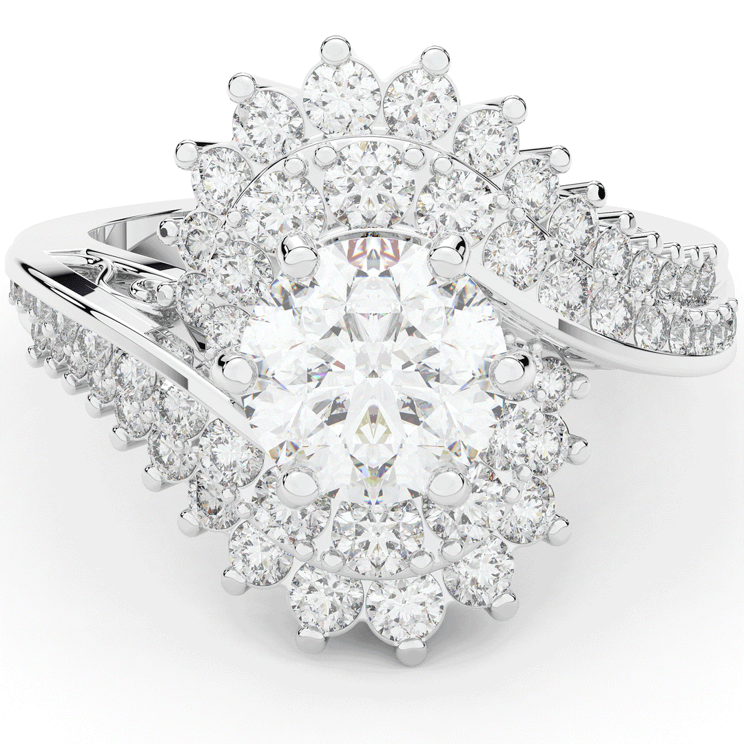 3.35CT.TW ROUND LAB DIAMOND BYPASS HALO ENGAGEMENT RING - Nazarelle