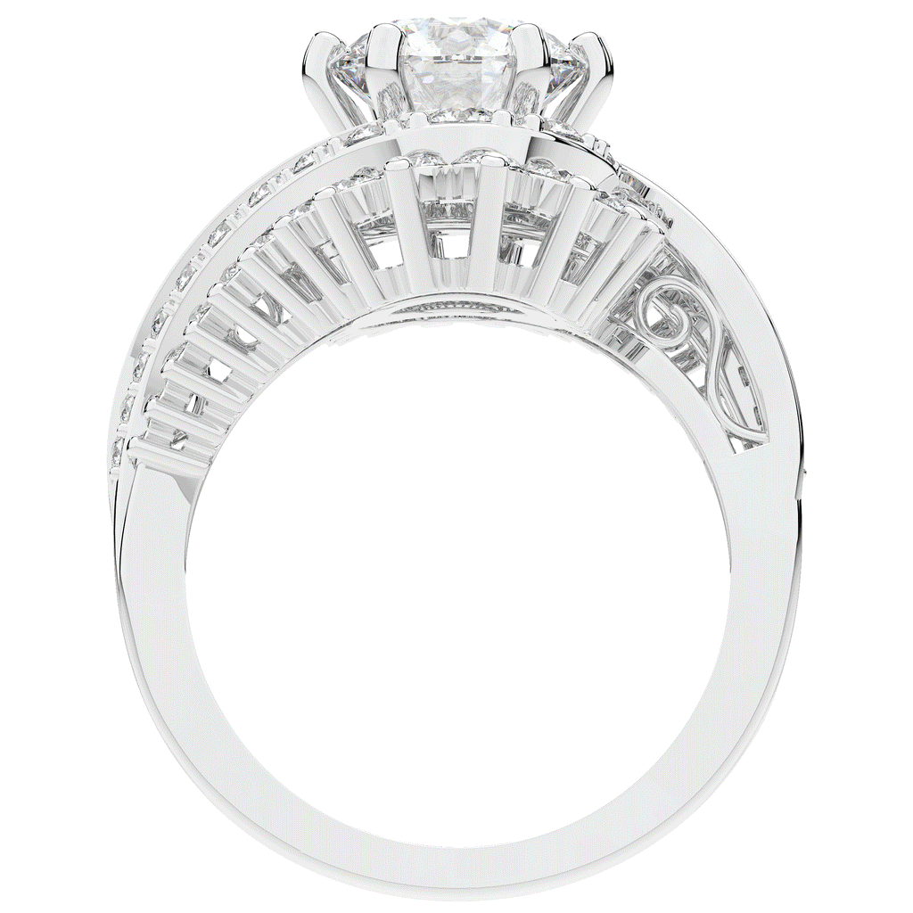 3.35CT.TW ROUND LAB DIAMOND BYPASS HALO ENGAGEMENT RING - Nazarelle