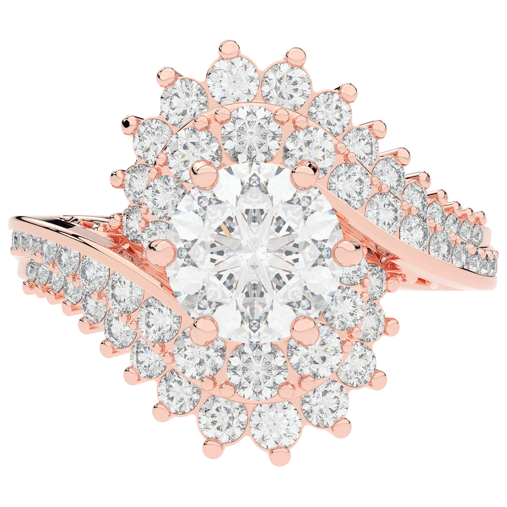 3.35CT.TW ROUND LAB DIAMOND BYPASS HALO ENGAGEMENT RING - Nazarelle