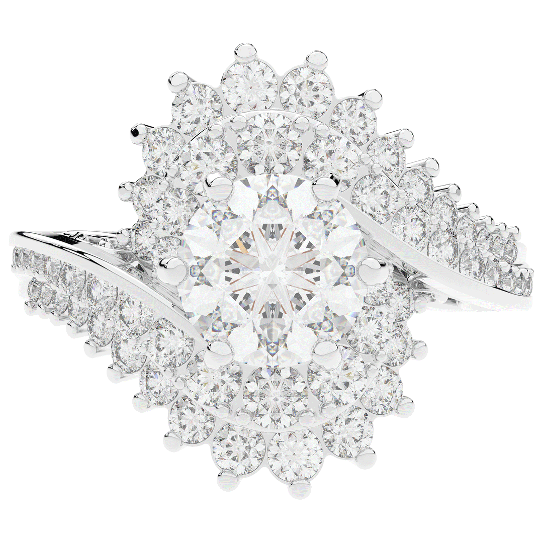 3.35CT.TW ROUND LAB DIAMOND BYPASS HALO ENGAGEMENT RING - Nazarelle