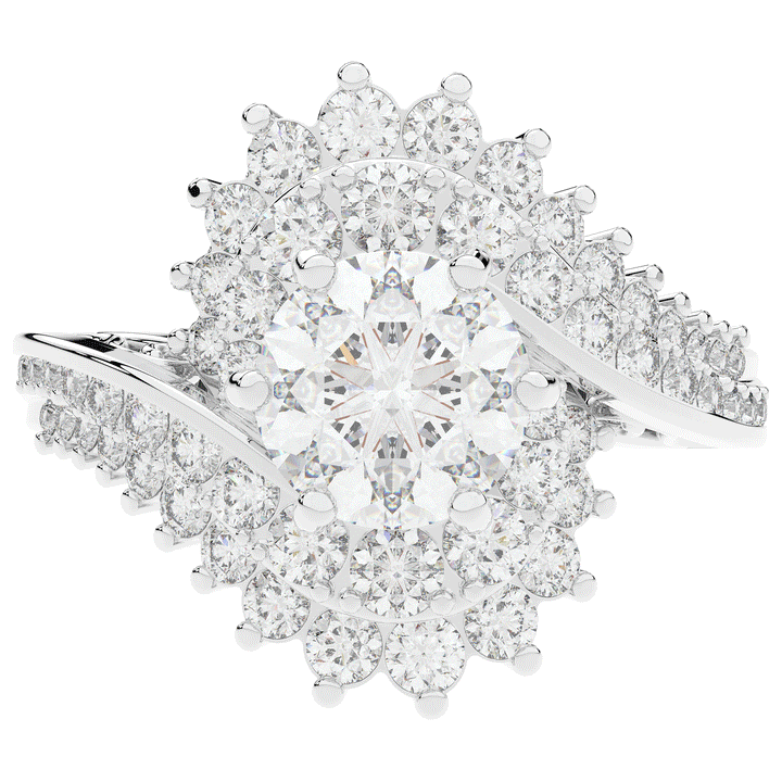 3.35CT.TW ROUND LAB DIAMOND BYPASS HALO ENGAGEMENT RING - Nazarelle