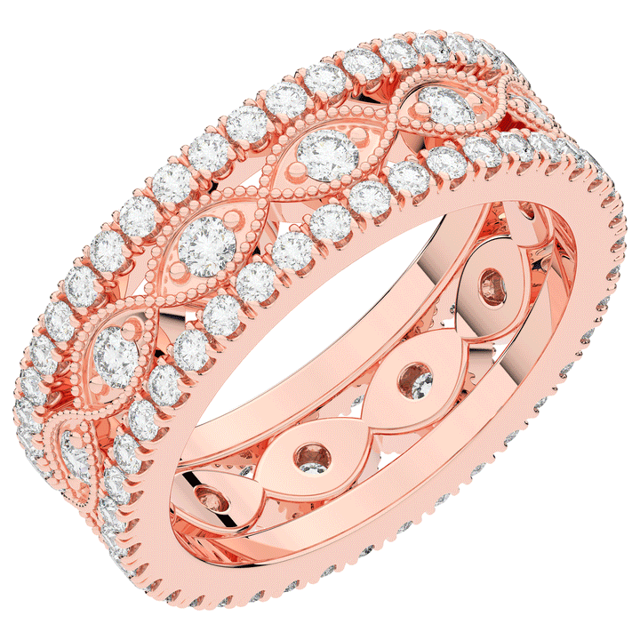 1.20CT.TW 3 ROW ROUND LAB DIAMOND ETERNITY WEDDING BAND - Nazarelle