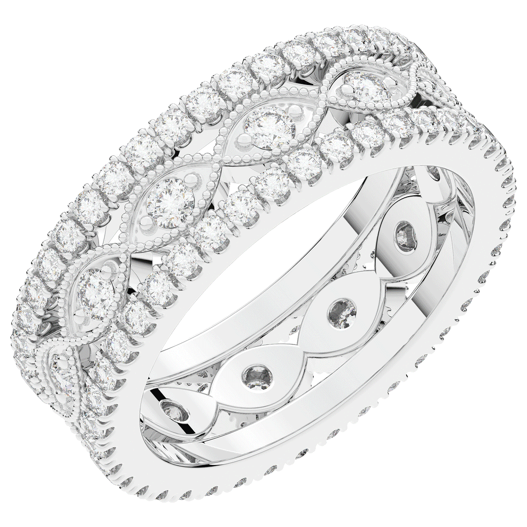 1.20CT.TW 3 ROW ROUND LAB DIAMOND ETERNITY WEDDING BAND - Nazarelle