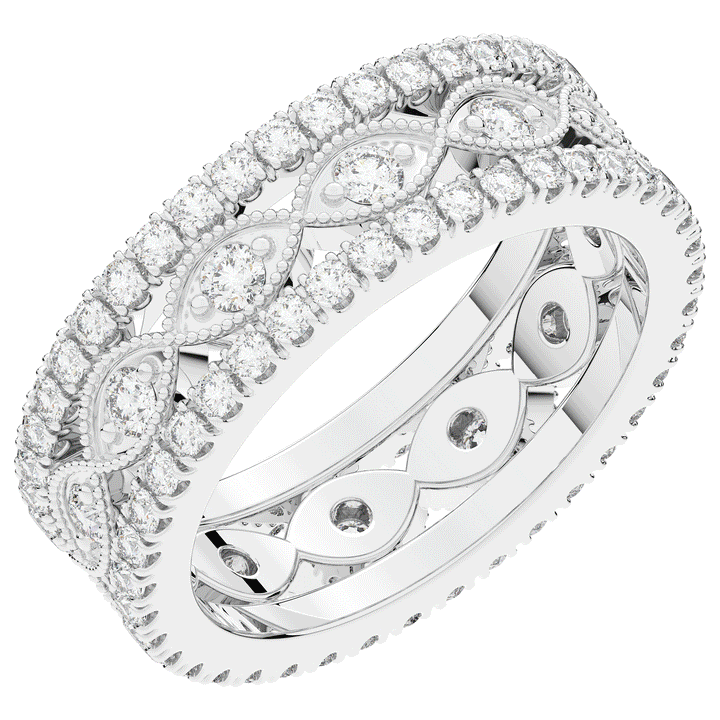 1.20CT.TW 3 ROW ROUND LAB DIAMOND ETERNITY WEDDING BAND - Nazarelle