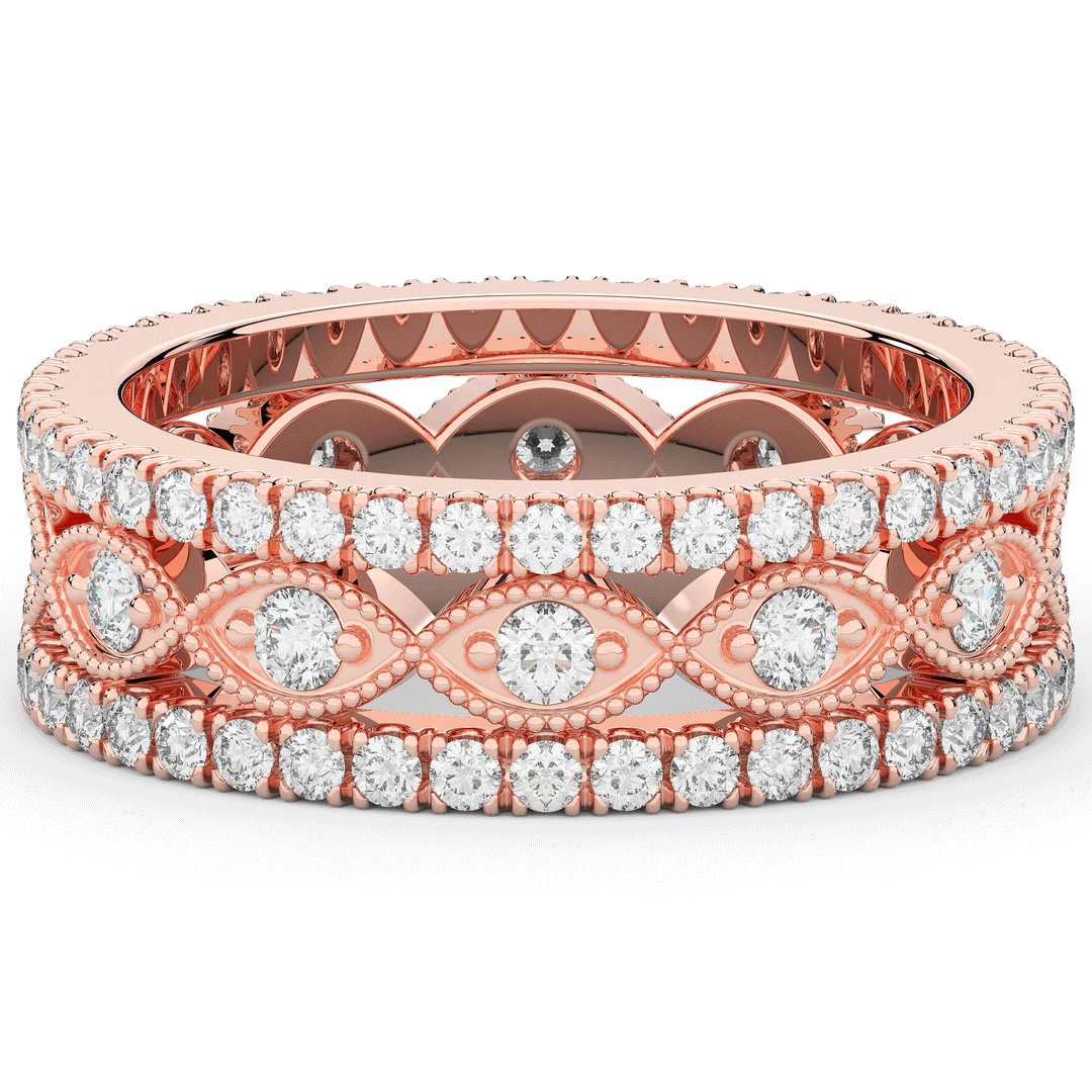 1.20CT.TW 3 ROW ROUND LAB DIAMOND ETERNITY WEDDING BAND - Nazarelle