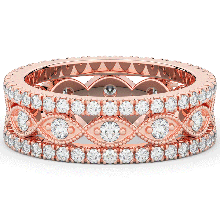1.20CT.TW 3 ROW ROUND LAB DIAMOND ETERNITY WEDDING BAND - Nazarelle