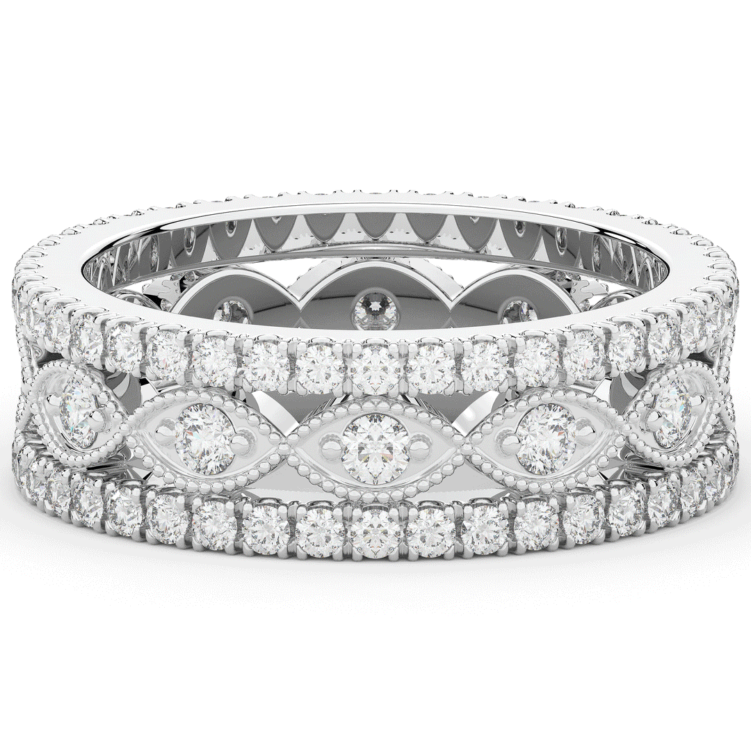 1.20CT.TW 3 ROW ROUND LAB DIAMOND ETERNITY WEDDING BAND - Nazarelle