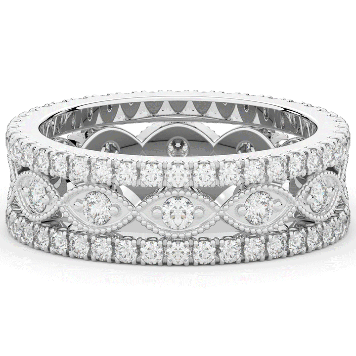 1.20CT.TW 3 ROW ROUND LAB DIAMOND ETERNITY WEDDING BAND - Nazarelle