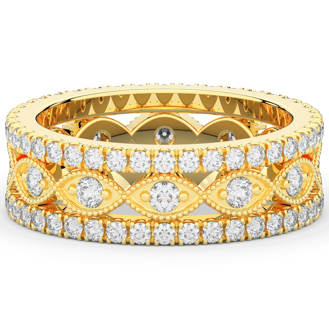 1.20CT.TW 3 ROW ROUND LAB DIAMOND ETERNITY WEDDING BAND - Nazarelle