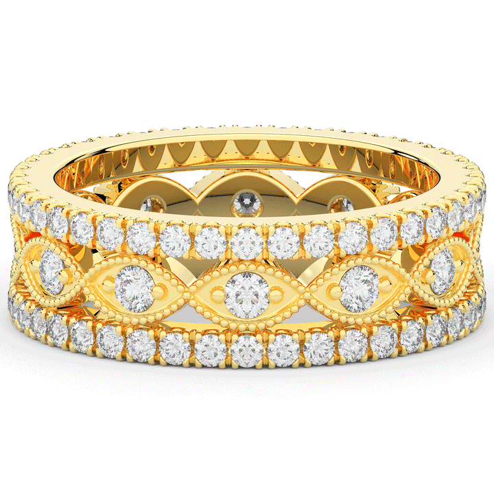 1.20CT.TW 3 ROW ROUND LAB DIAMOND ETERNITY WEDDING BAND - Nazarelle