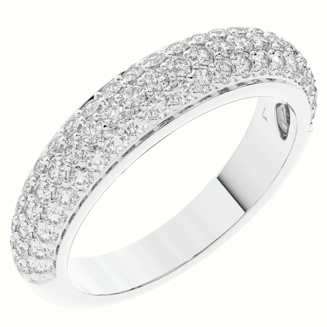 0.75CT.TW ROUND LAB DIAMOND 3 ROW WEDDING BAND - Nazarelle