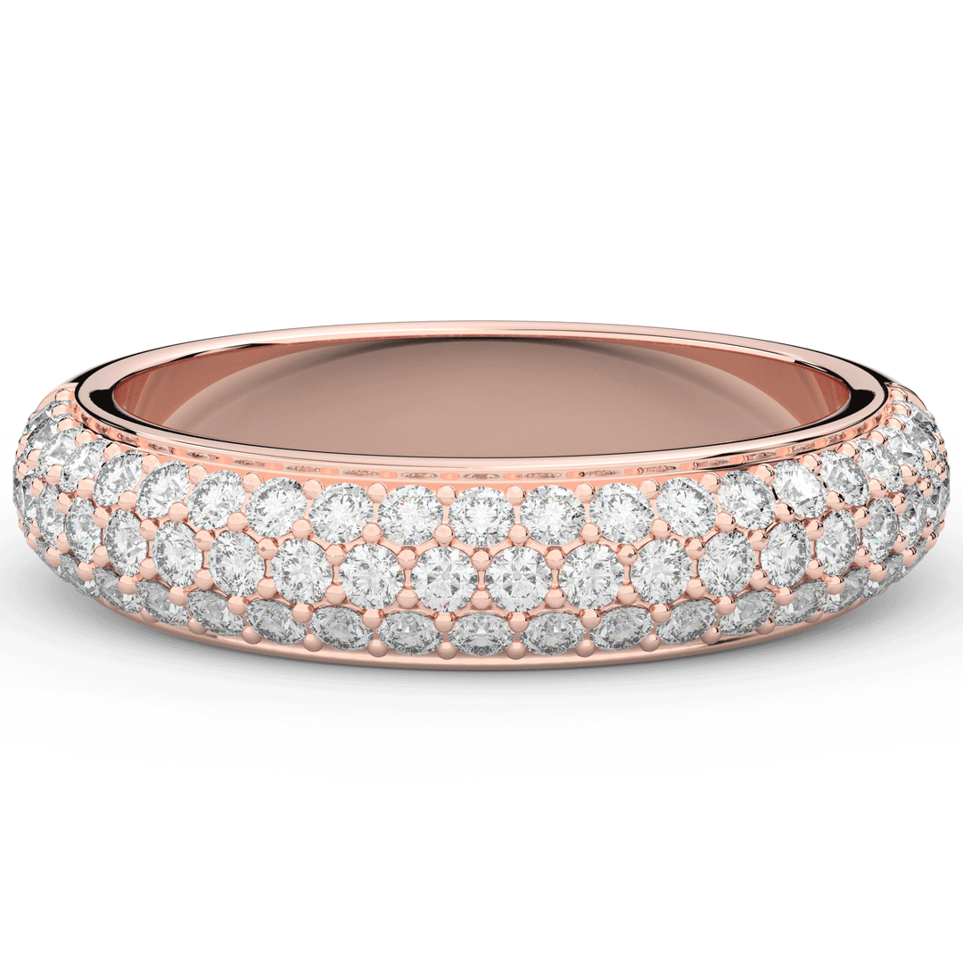 0.75CT.TW ROUND LAB DIAMOND 3 ROW WEDDING BAND - Nazarelle